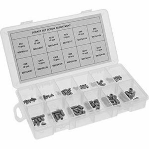 Bsc Preferred 18-8 Stainless Steel Set Screw Assortment Metric Sizes 120 Pieces 92550A111